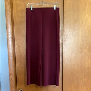 Burgundy Wide Leg High-Waisted Cropped Pants